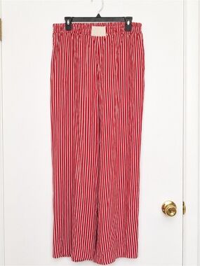 Buckle Red and White Striped Wide Leg Pants
